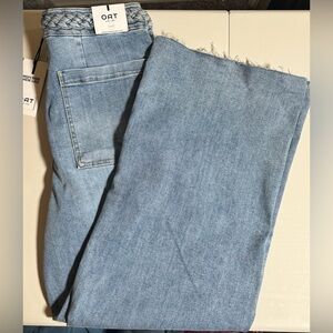 OAT New York High Rise Wide Leg Jeans Braided Waist NWT Size 12/31